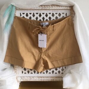 Reiss Women's Mustard Lace-Up High-Rise Shorts